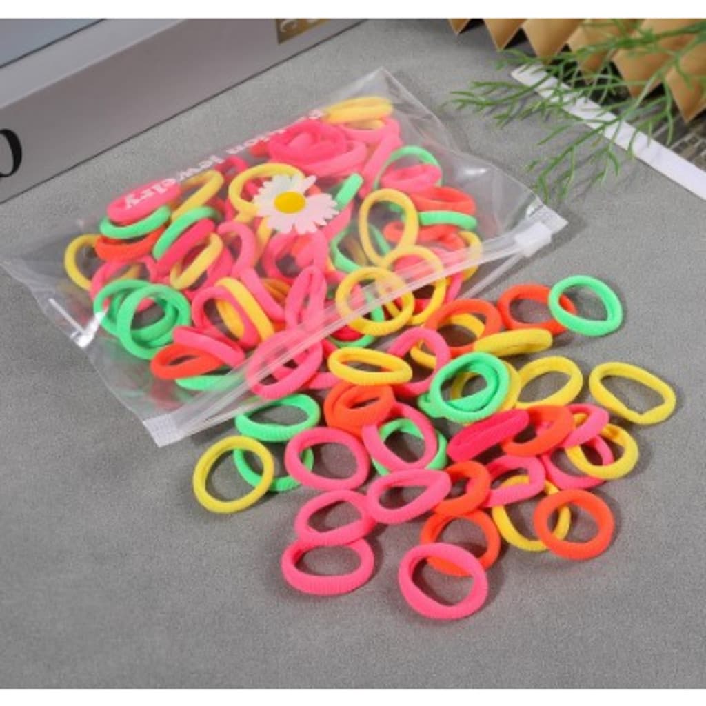 DAGUAN KIT 100 peças Mini Rabicó  Xuxinha De Cabelo Meia De Seda -YOUYI