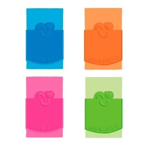 Borracha Color Neon Plástica Escolar Rosa Azul Verde Laranja - Leo&Leo
