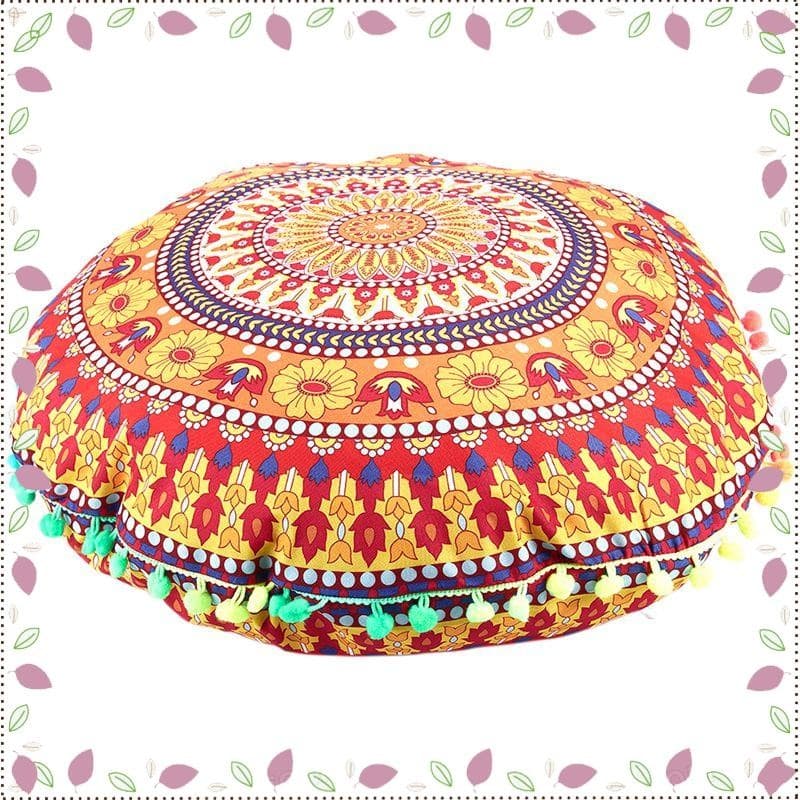 [BRM8] Almofadas De Chão De Mandala Indiana Redondas Boêmias Capa De 13