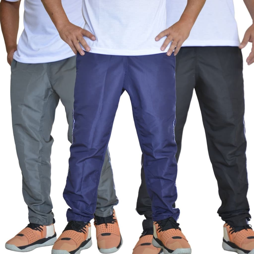 Combo 3 Calças Masculinas Tactel Fitness Academia 3 Bolsos