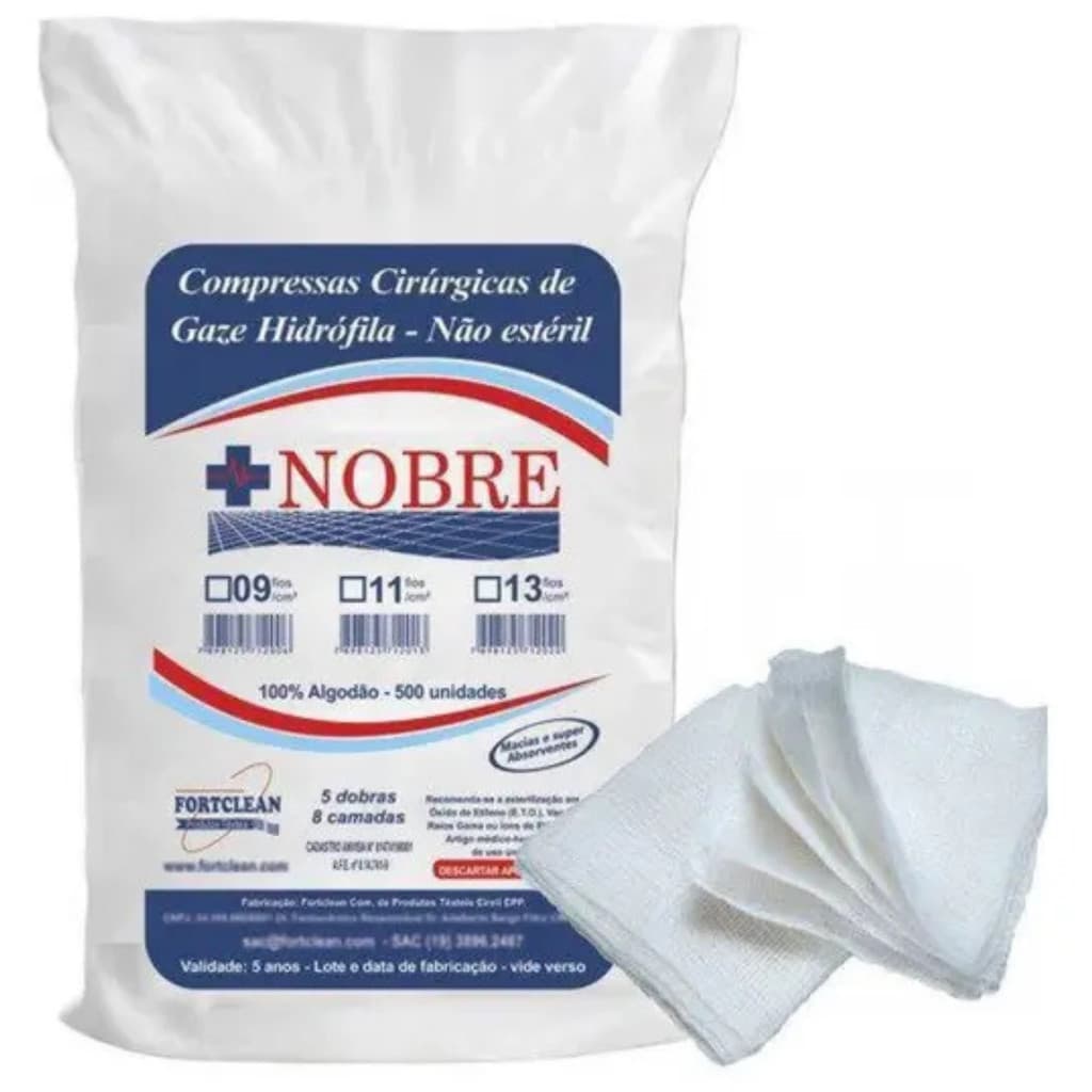 Compressa de Gaze 500 Unidades Não Estéril Fortclean