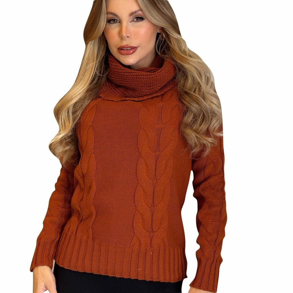 Suéter Feminino Grosso Tricô Qualidade Da Fábrica Lançamento Inverno