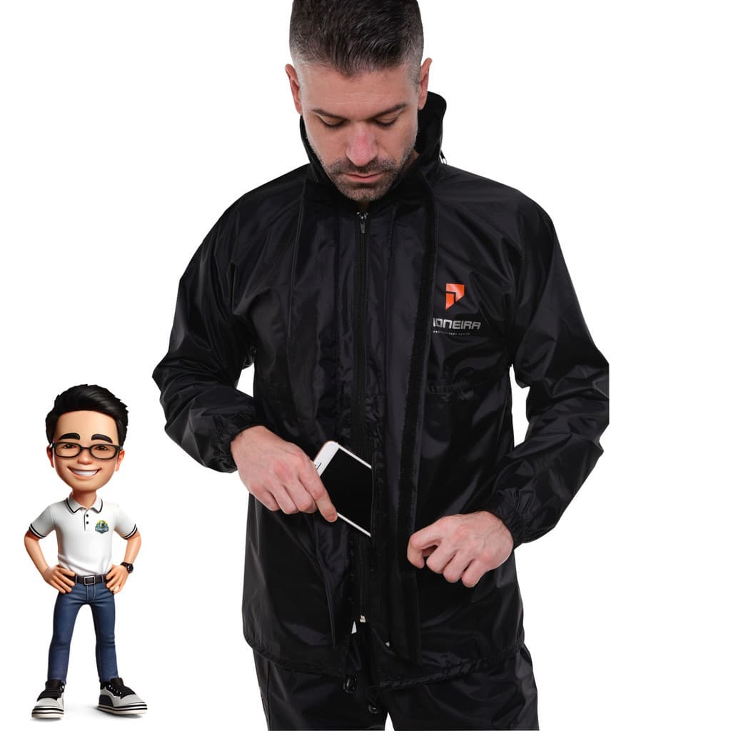 Conjunto Capa De Chuva Nylon Impermeável Pioneira P/moto Com Gola