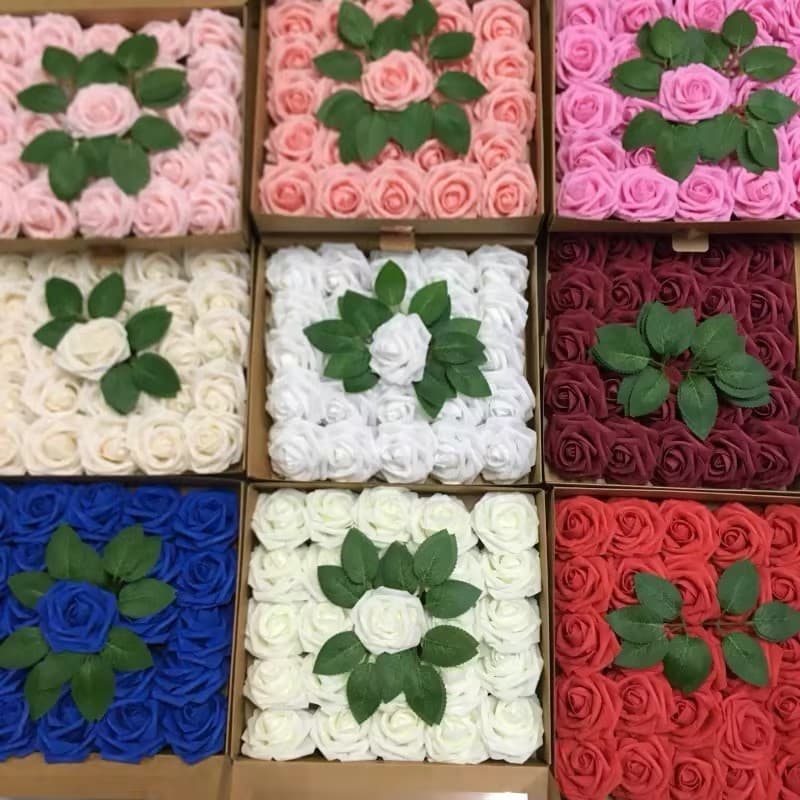 20/50/100 Pçs Casamento Dia Dos Namorados diy Flor artificial Caixa De Presente PE Espuma Rosa