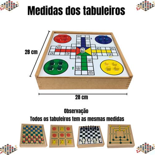 Jogos de Tabuleiro  3em1 Dama Jogo Velha Ludo