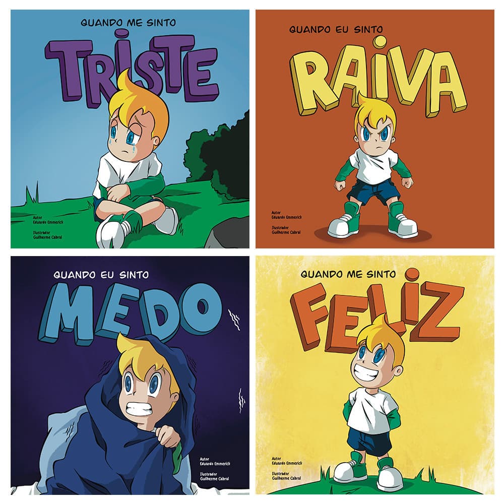 Kit Livro Infantil Sentimentos e Emoções Quando eu me Sinto Feliz Triste Medo e Raiva