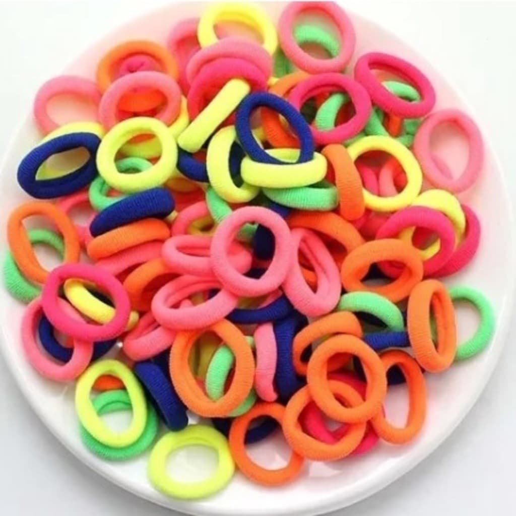 KIT 100 Peças Mini Rabicó Xuxinha De Cabelo Meia De Seda-INLIS ANA