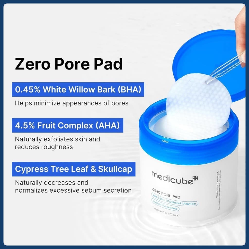 Medicube Zero Pore Pad Care Water 2.0 70 peças suave 70 peças de Toner de poros