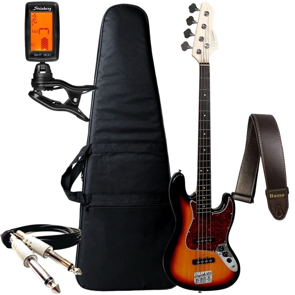 Kit Contra Baixo Giannini 4 Cordas Gb100 Passivo Jazz Bass + Acessórios