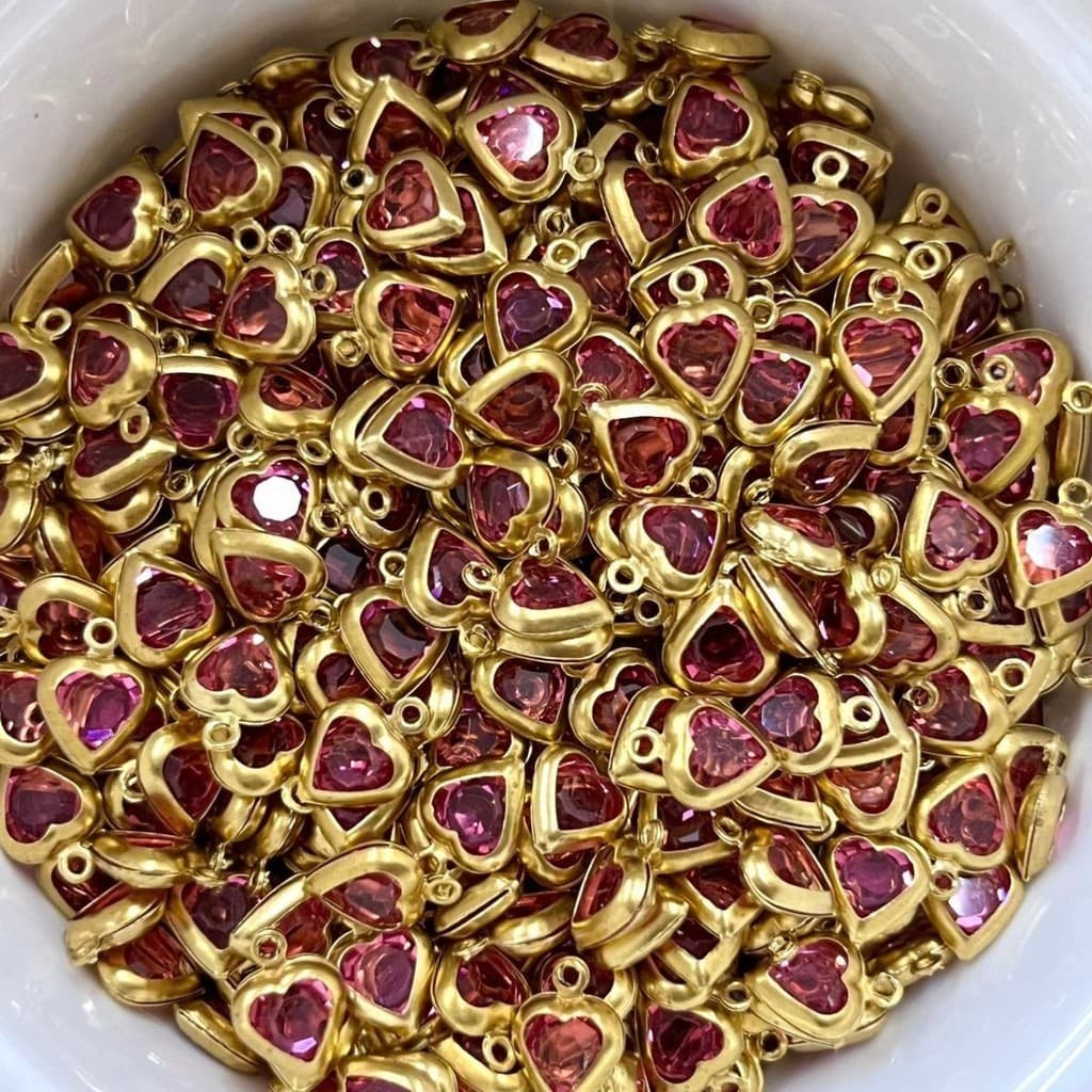 Pingente Coração De Cristal Para Bijuterias - 8mm -20pcs Dd -BINBIN