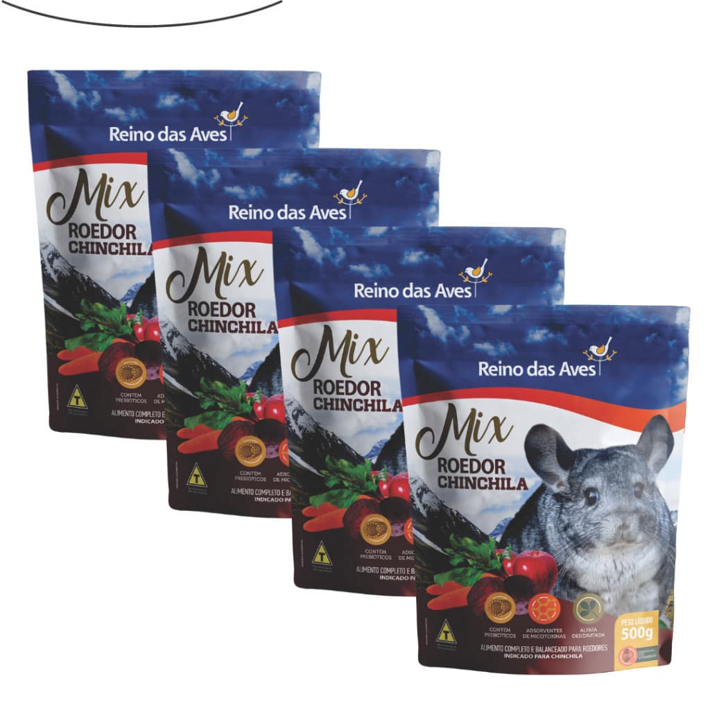 Ração Chinchila Kit 4un 500g Gold Mix - Reino Das Aves