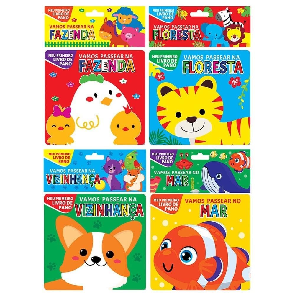 Coleção Livro de Pano 01 - Kit com 4 Livros de Pano