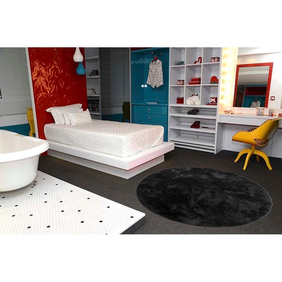 Tapete Redondo 0,80cm  Quarto Sala Escritório Pelo Macio Antiderrapante Peludo