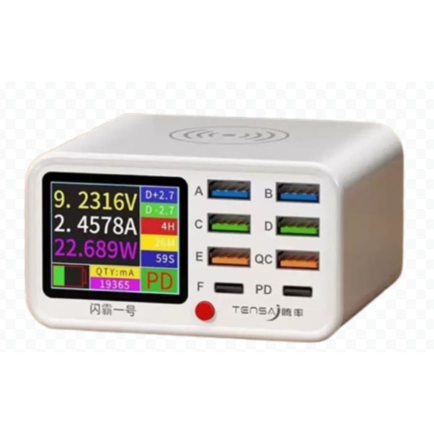 Carregador USB Multiporta QC3.0 PD20W Rápido Sem Fio Display Carregamento Rápido Inteligente