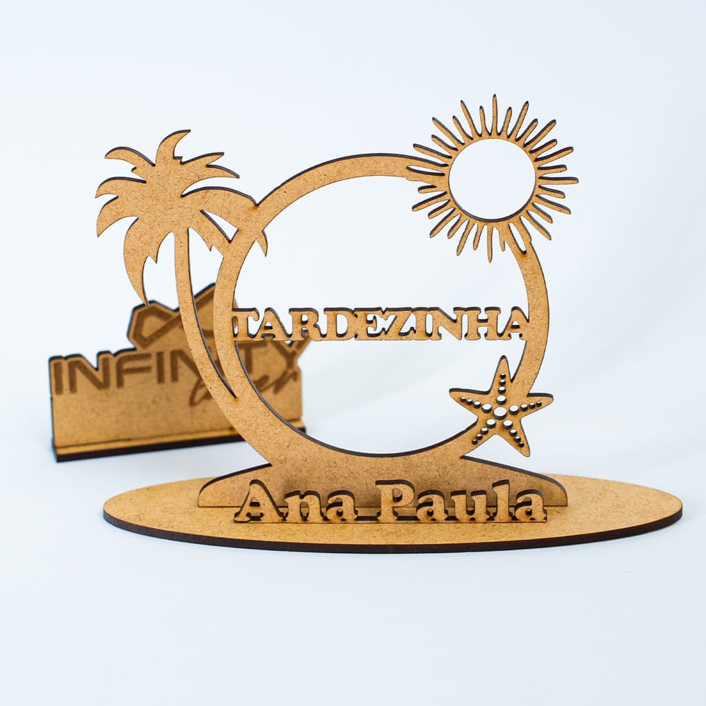 15 Centro De Mesa Praia Tardezinha Mdf Com Nome Festa 12 Cm