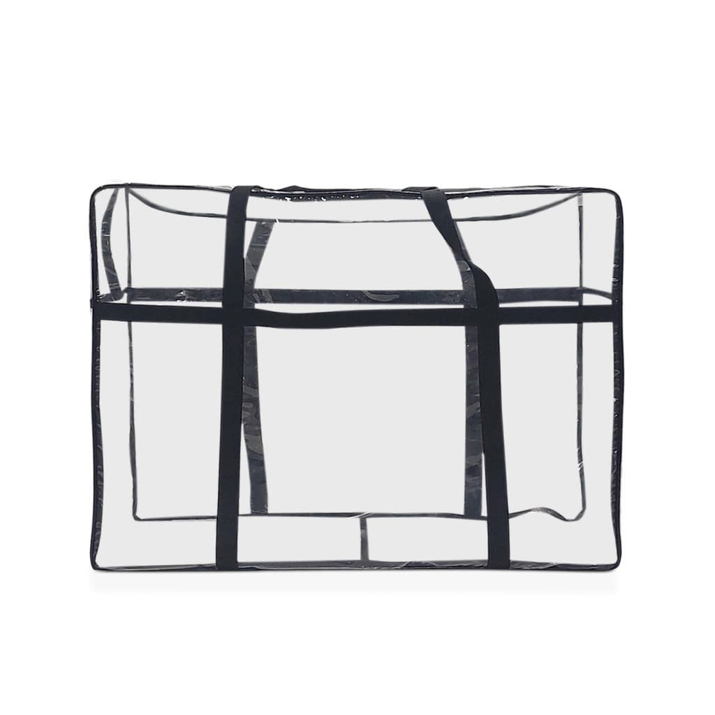 Bolsa sacola cristal PVC plastica transparente organizador 70x55x30cm grande jumbo transporte viagem cobertor edredon