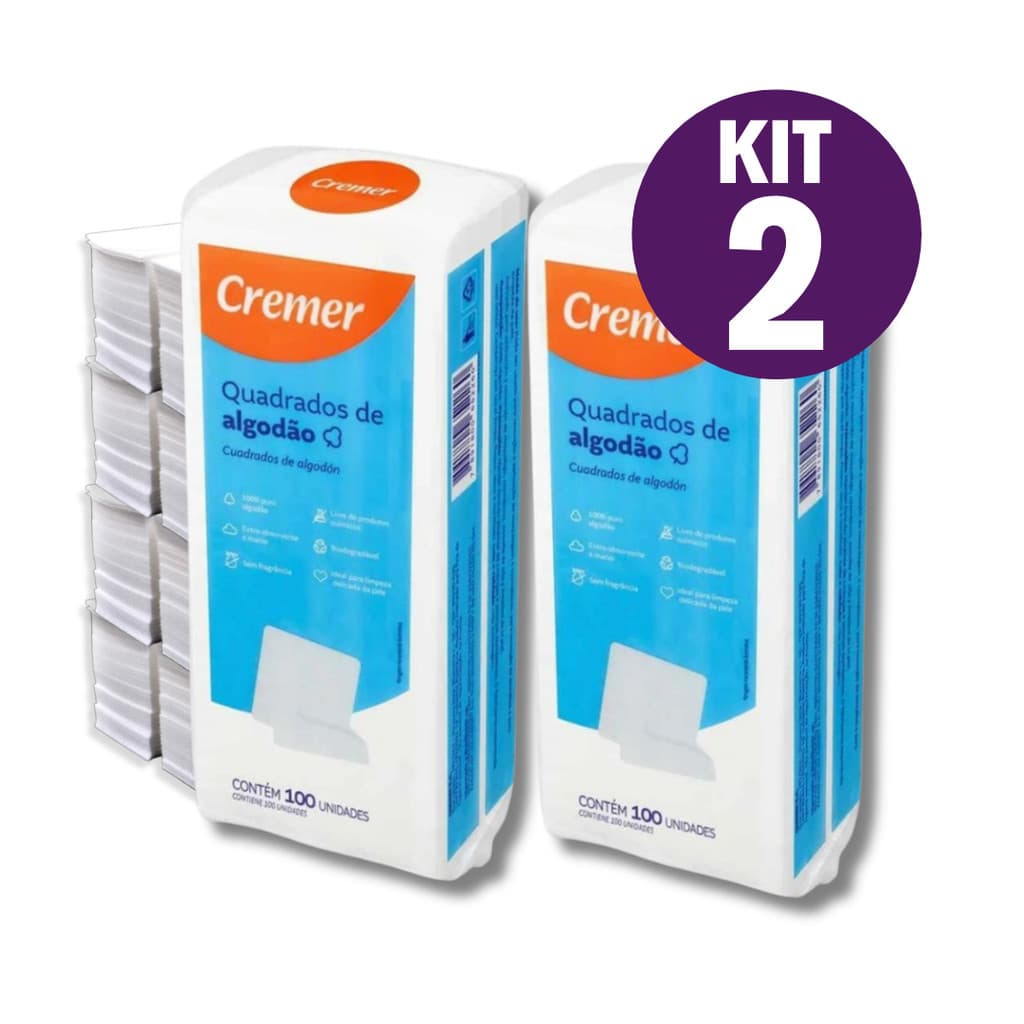 Algodão Quadrado Para Bebê Cremer Sem Perfume 200 Unidades