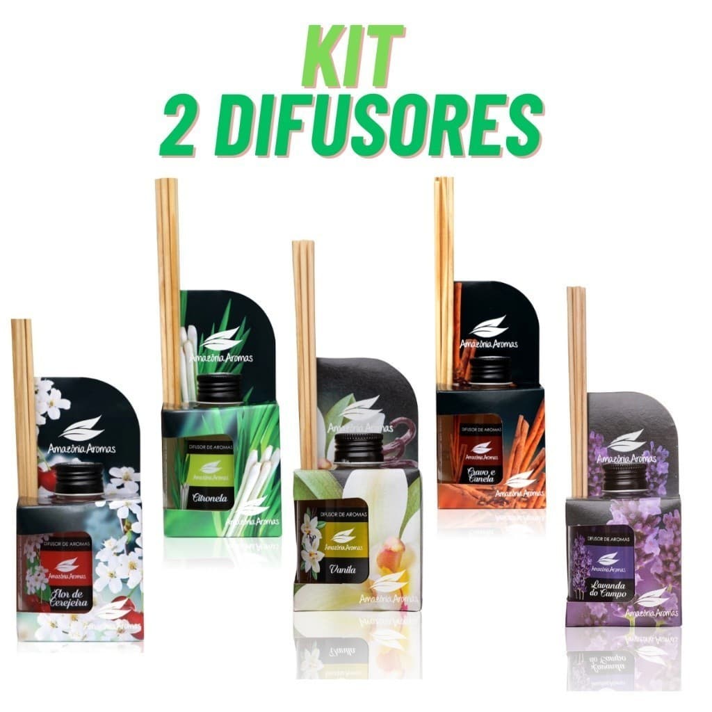 Kit 2 Difusores de Ambiente Amazônia Aromas 270ml c/ Bambu Natural