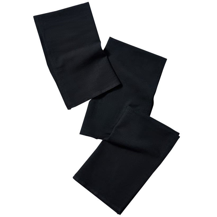 Pano De Prato Bainha Preto  Kit Com 3 Peças
