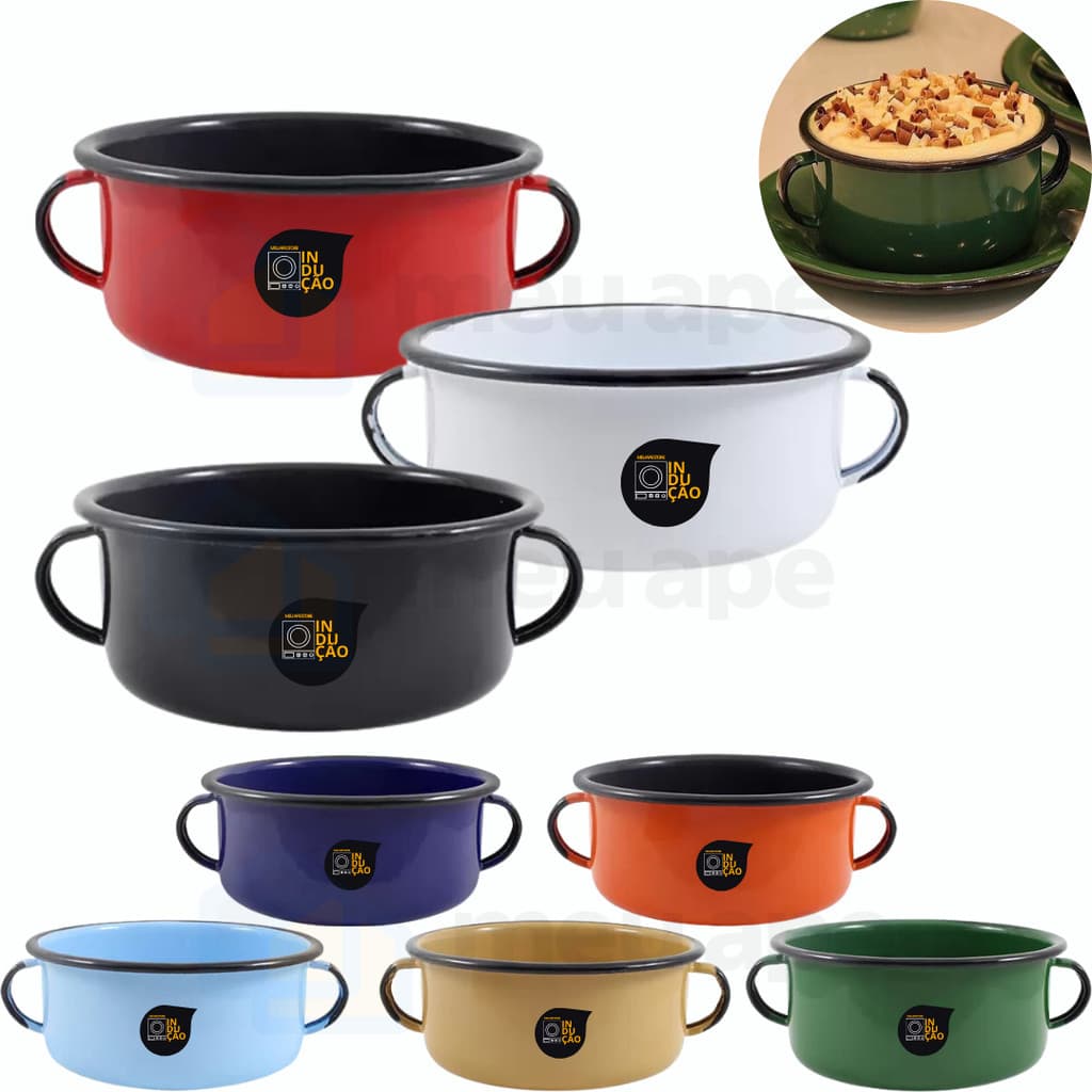 600ml Consomê Tigela Vasilha Esmaltado Cores