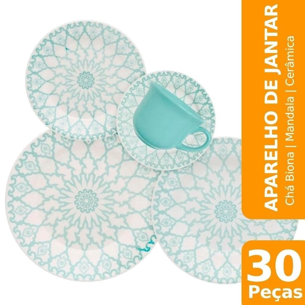 Aparelho de Jantar/Chá Biona Mandala, Cerâmica, 30 Peças