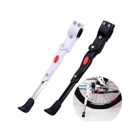 Descanso Lateral Pezinho Alumínio Para Bicicleta Bike Regulável Emborrachado MTB 20 Até 29 Branco/Preto