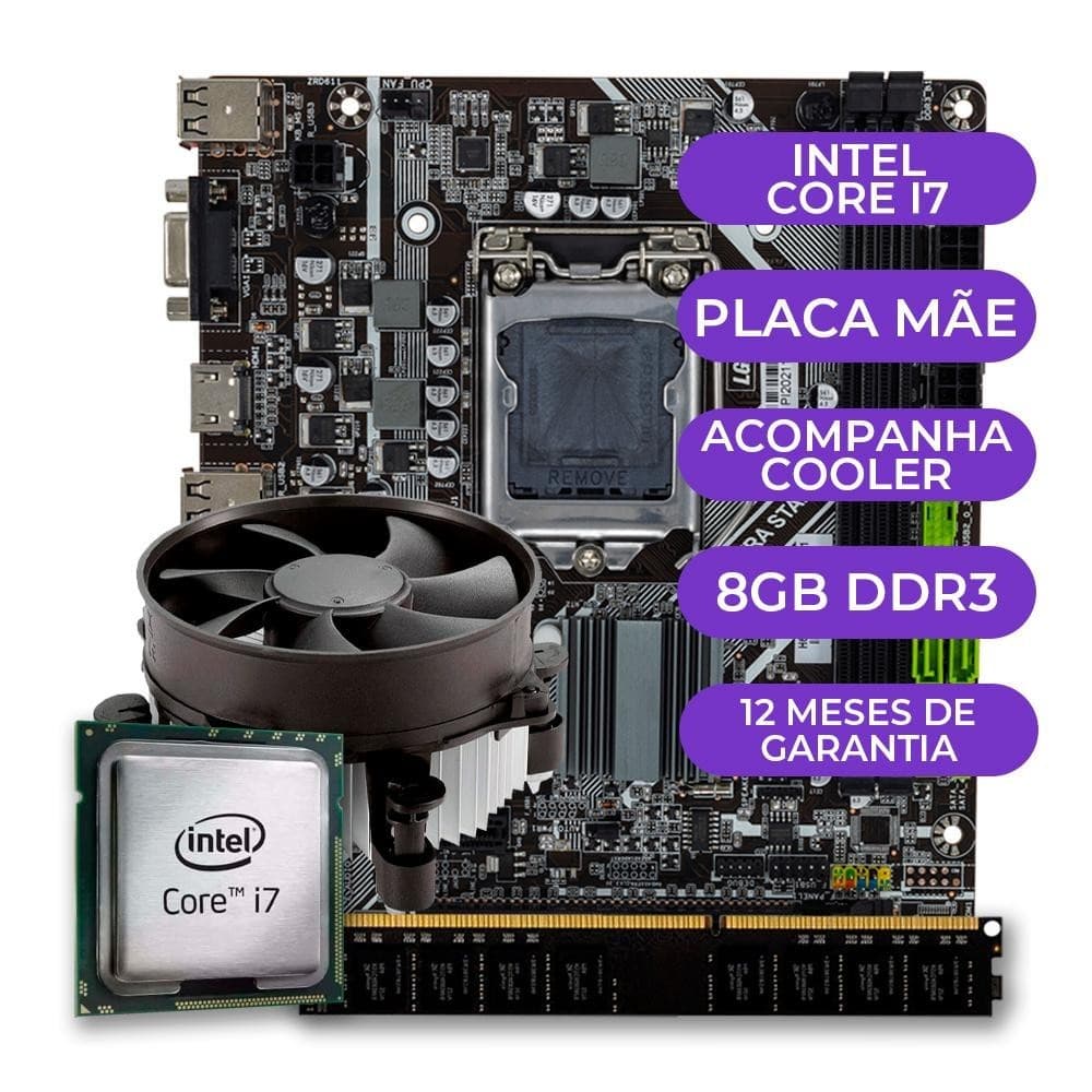 Kit Upgrade, Processador Intel core i7, Placa mãe 1155 + 8GB de memória ram