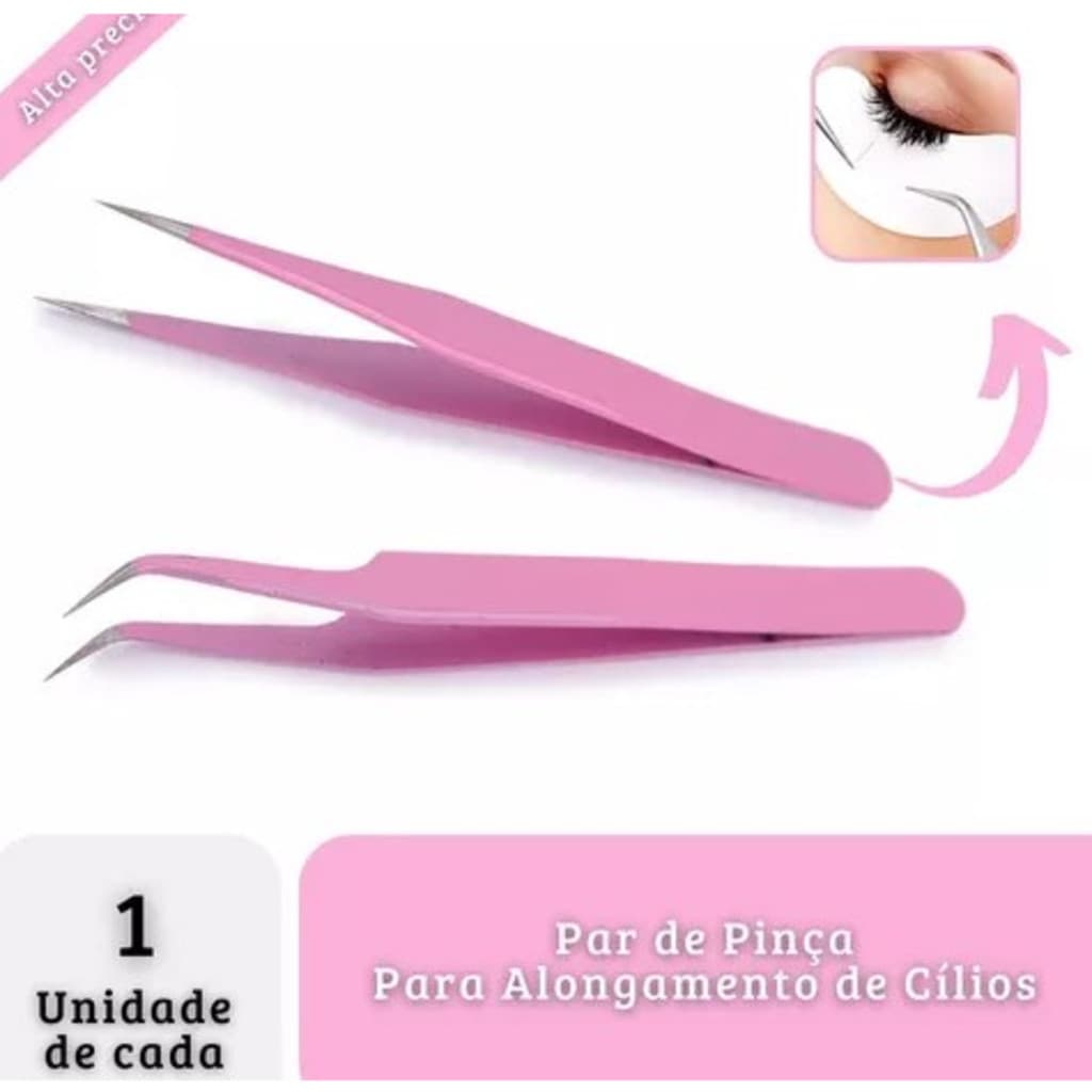 KIT 2/4/6 unidades Pinça Curva De Precisão Para Alongamento Cílios Extensão