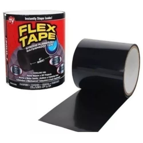 Super Fita Flex Adesiva Tape Preta 10cm X 150cm Cola Tudo Multi Aplicação