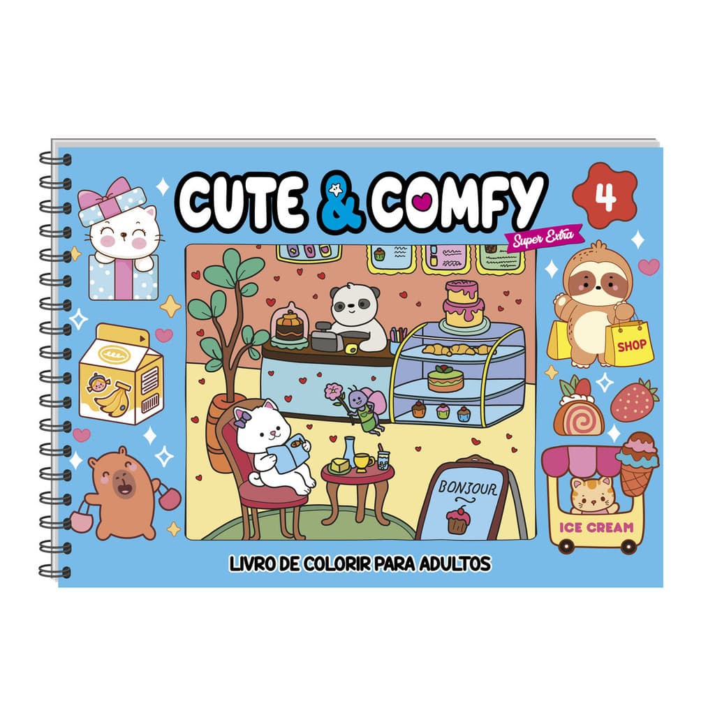 Cute & Comfy Super Extra Edição 04 - Livro de Colorir Adulto - Capa Dura Holográfica