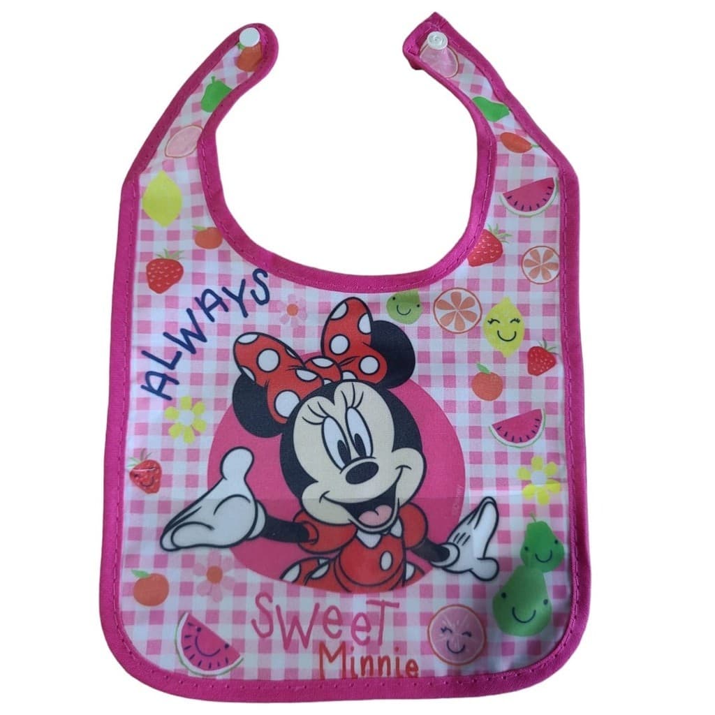 Babador Minnie Disney Para Bebê Com Bolso Coletor De Migalha
