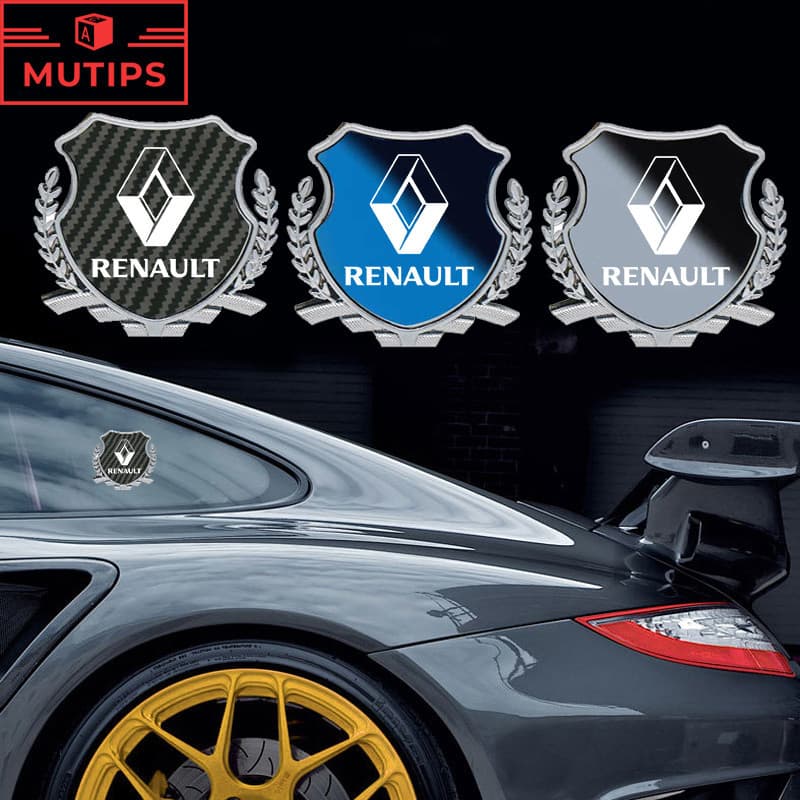 Renault Carro 3D Metal Badge Sticker Adesivo De Emblema De Fibra De Carbono Decoração De Carroçaria Auto Para ZOE Clio Fluence Duster Megane 2 Sandero Kwid Logan Captur Scenic Kiger Koleos