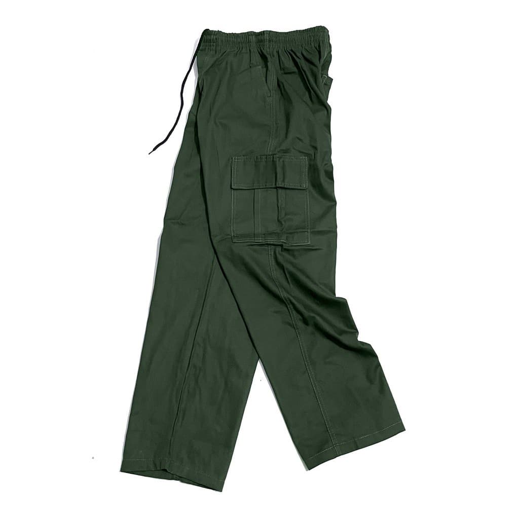 Calça Cargo sarja Larga Masculina Skate 5 Bolsos Fechamento Cordão Unisex