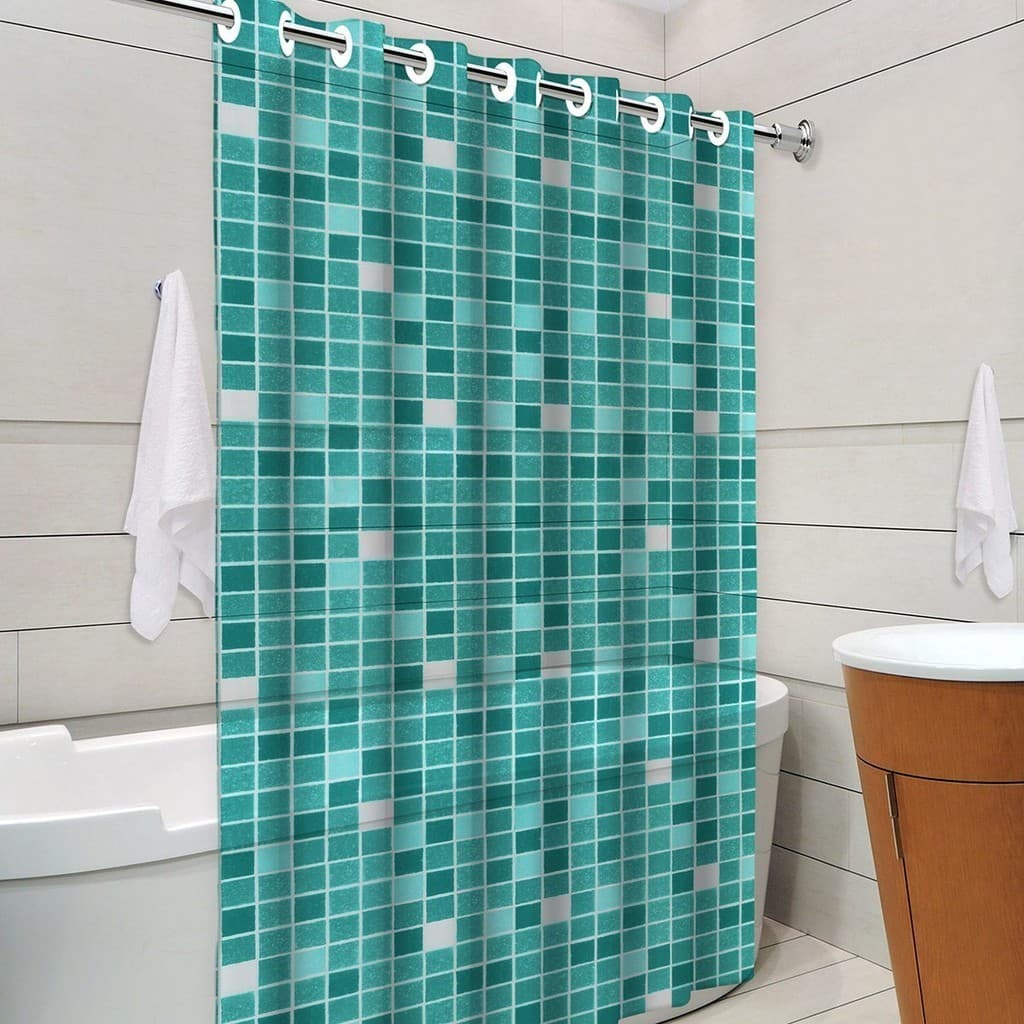 Cortina Box Pastilha com Ilhós 100% PVC Moderna Antimofo Resistente  - Envio Já