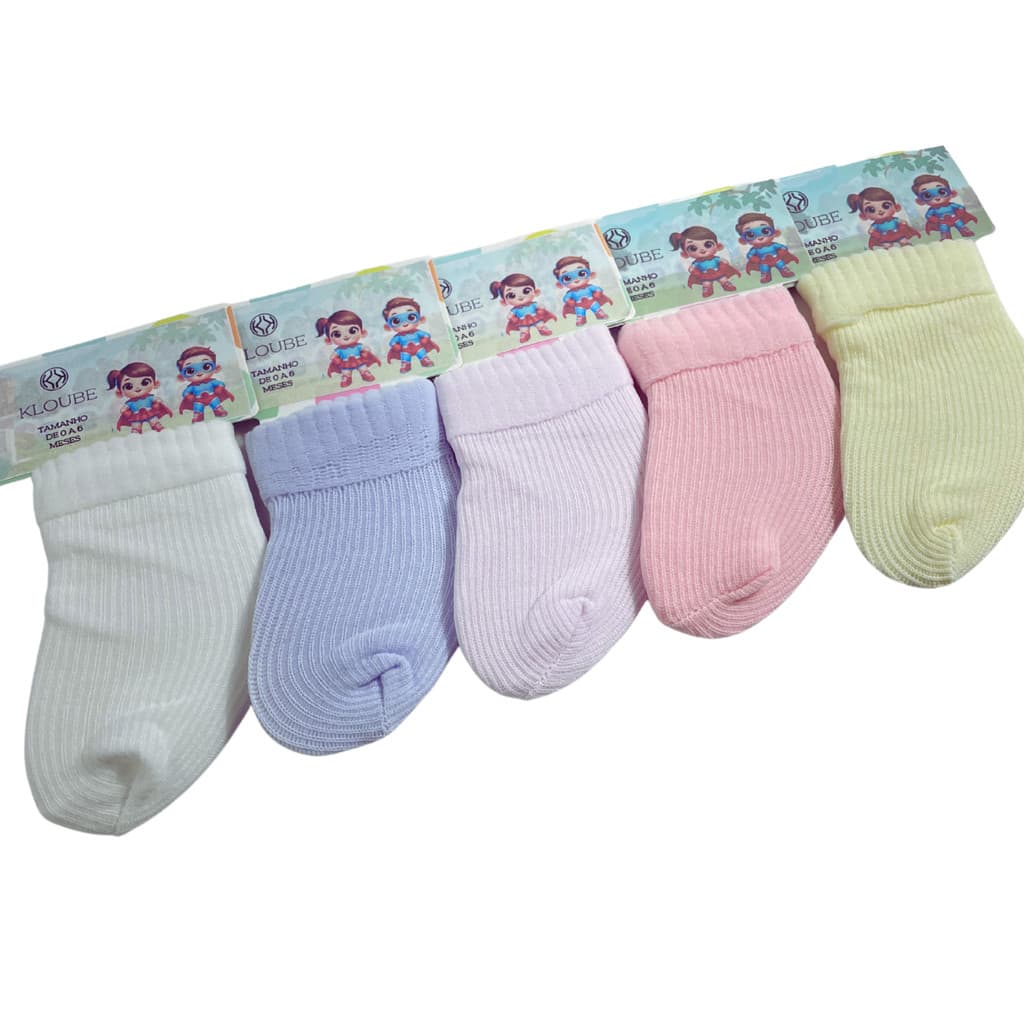 Kit 12 Pares de Meias para Bebê Recém Nascido RN 0–6 Meses | Enxoval e Saída Maternidade Essencial