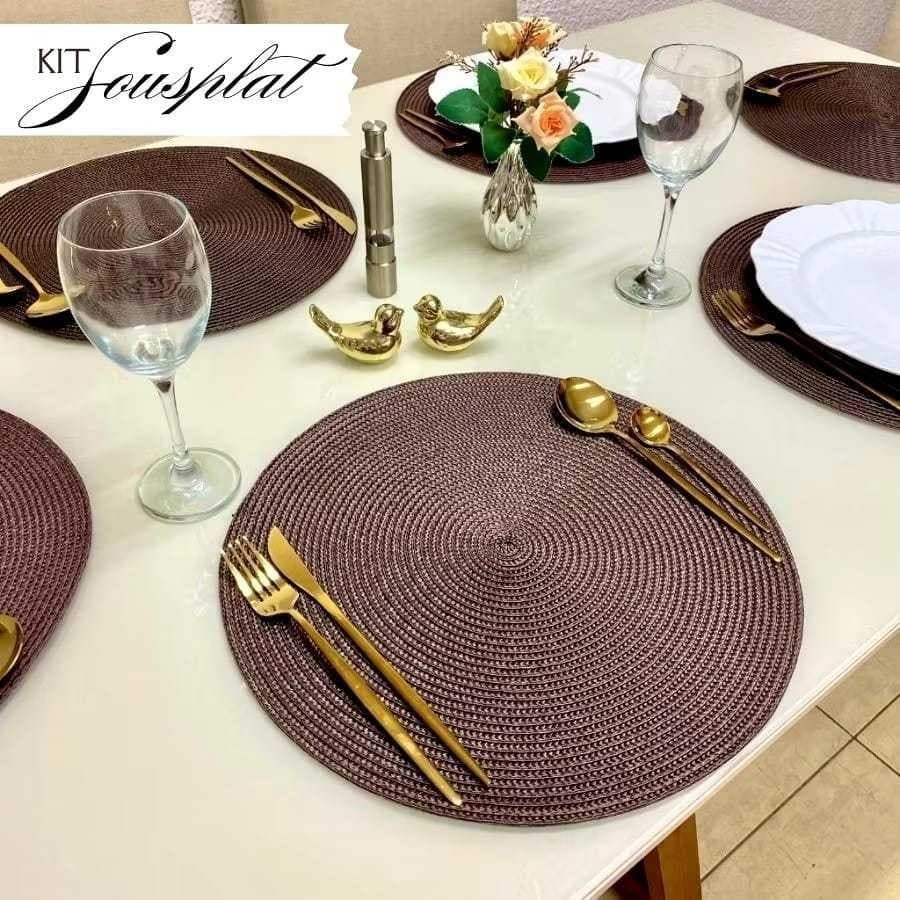 KIT 2/4 Jogo Americano Redondo Jantar para Mesa Posta 38*38CM