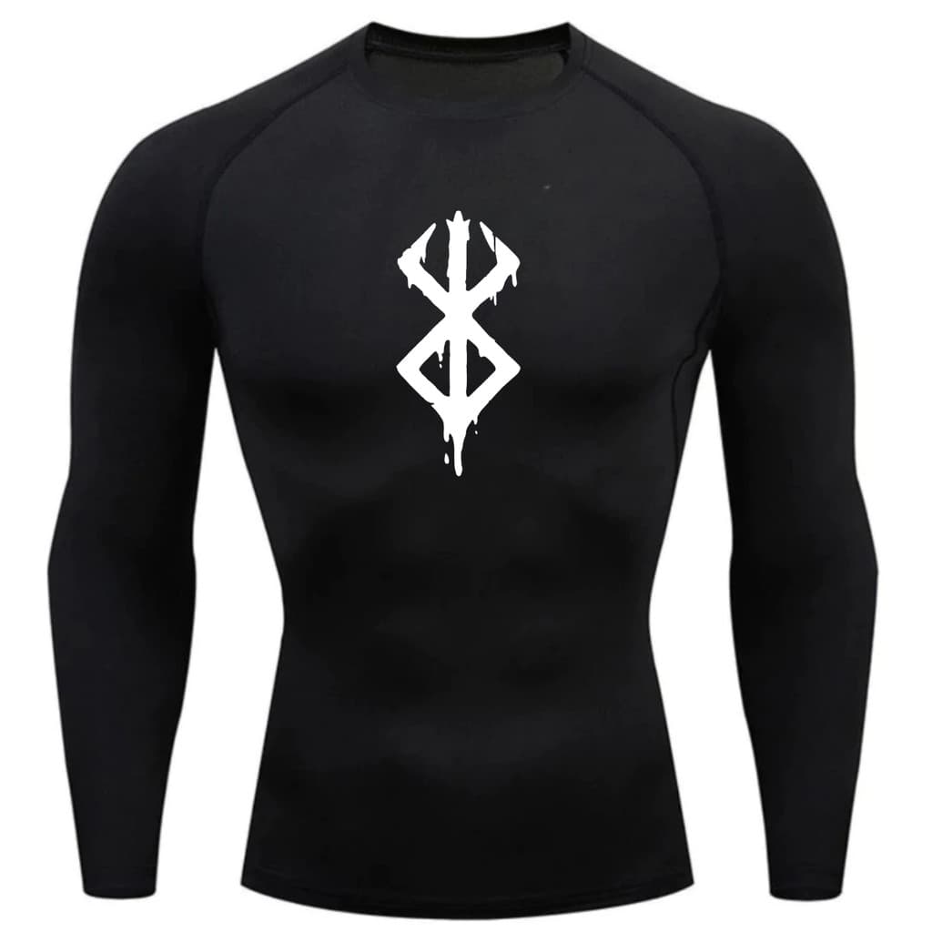 Camisa Compressão Proteção Uv 50+ Estampada Tecido Gelado Segunda Pele Manga Longa Símbolo Berserk Rash Guard