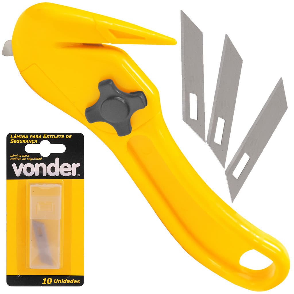 Estilete De Segurança Pelicano Bico De Pato + 10 Lâminas