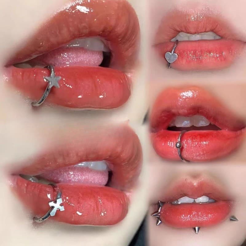 Anel Labial Falso Não Perfurante , Sem Furo , Novo Estilo Fashionable Spicy Girl Antialérgico Titanium Steel Lip Clip