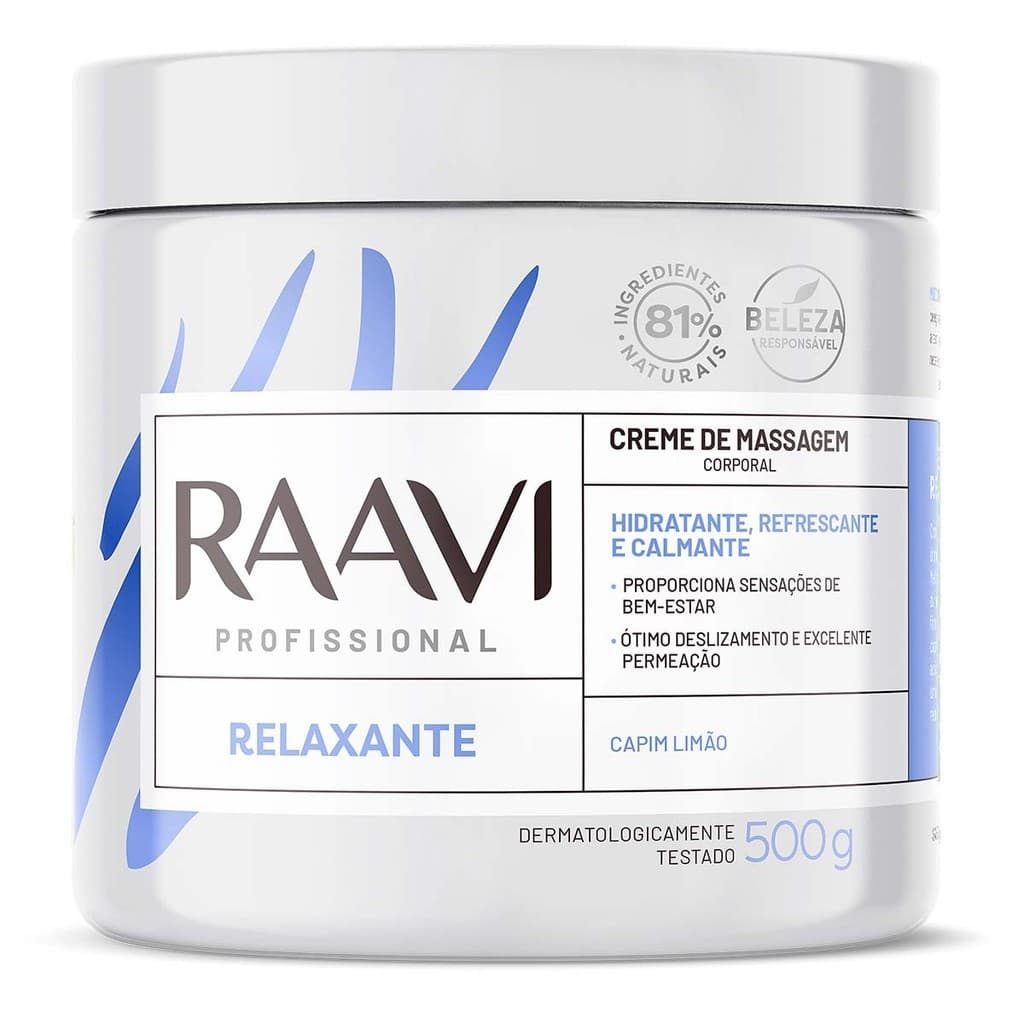 Creme de Massagem Corporal Relaxante 500g - Raavi
