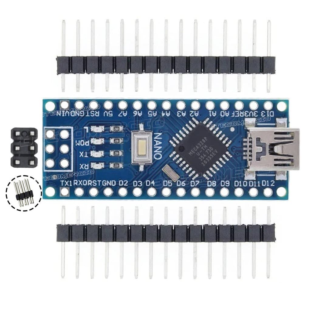 Placa Arduino Nano Com Conector V3 Pino Não Soldado Mega328p