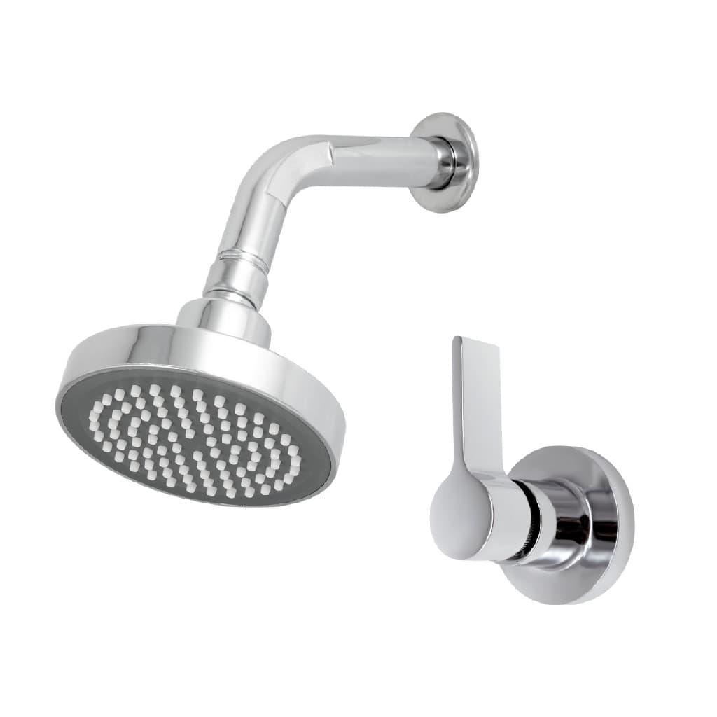 Kit Ducha Chuveiro Piscina Área Externa Banheiro Slim Redondo Articulável Inox Com Registro 1/2