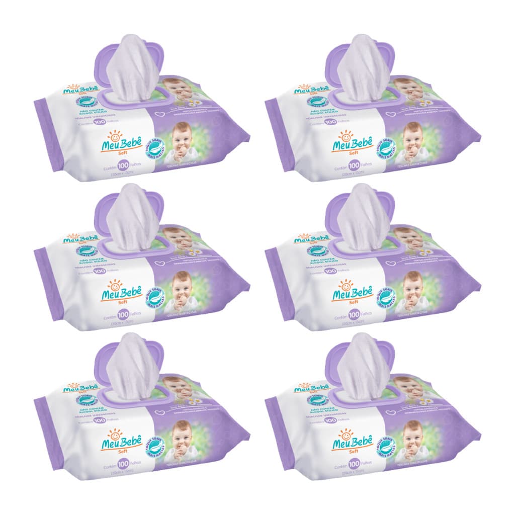 Kit Toalha umedecida Meu Bebê Soft com 600 Unidades