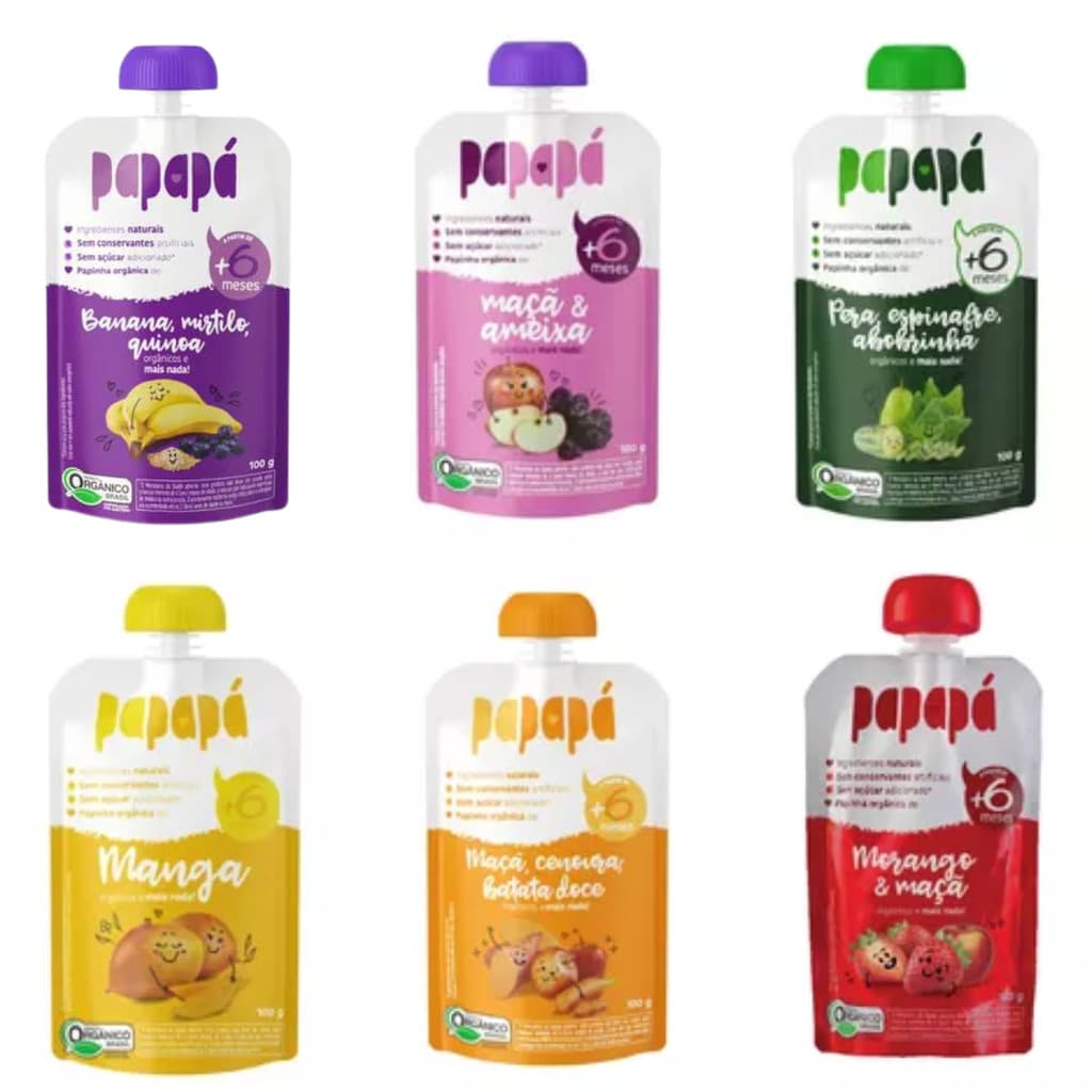 Kit 6 Papinhas Orgânicas Papapá - Sabores