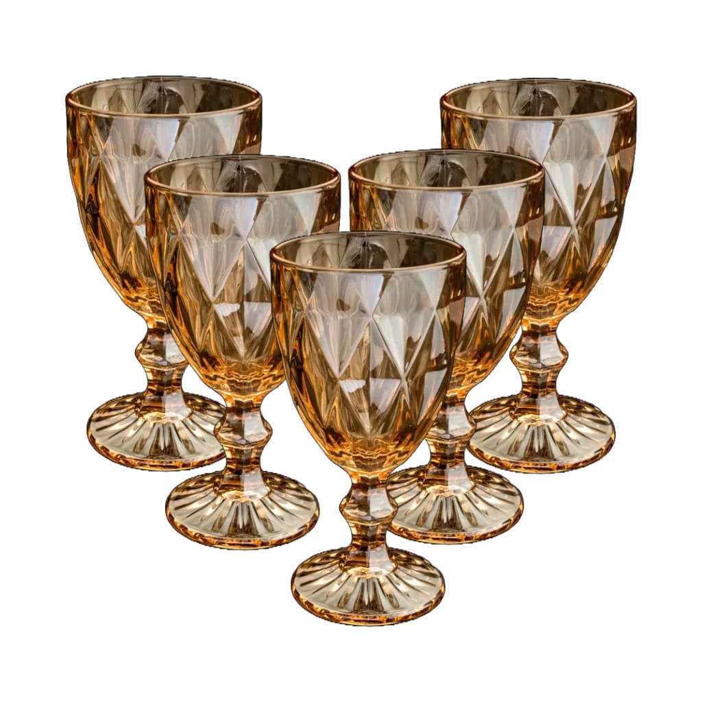 Jogo Taça De Vidro Dourada Diamond 340Ml kit