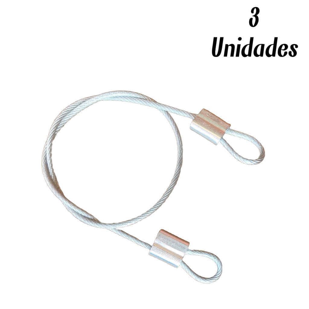 3 Lacres de Segurança 35cm em Cabo de Aço Revestido - Bolsa Mala Capacete Bike Estrobo