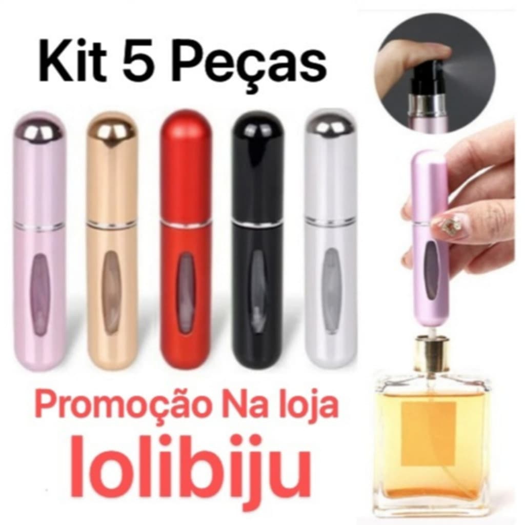 Kit 5 Porta Perfume Recarregavel Portatile Spray 5ml