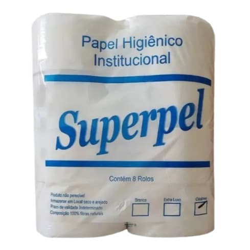 Papel Higienico Branco Institucional pct com 8 rolão de 300m