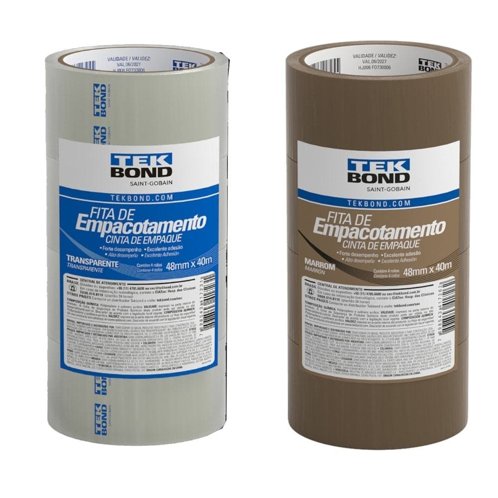 Kit 4 unidades Fita de Empacotamento 48mm x 40M Tekbond