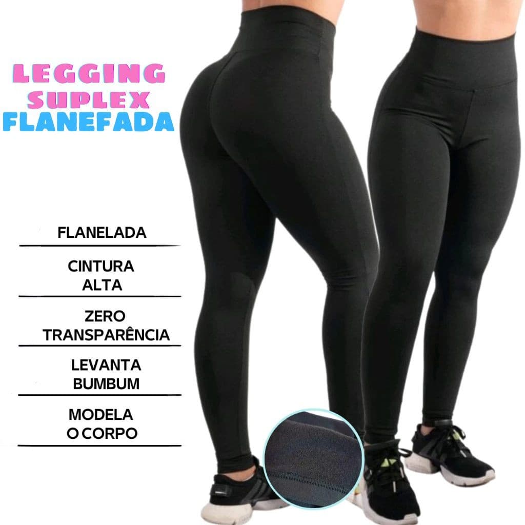 Legging Flanelada Grossa Calça Leg Peluciada Forrada Por Dentro Costura Reforçada Calça Térmica